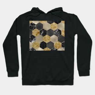 Black Gatsby carat and marble hexagons Hoodie